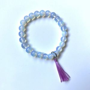 Opalite mala bead bracelet with tassel